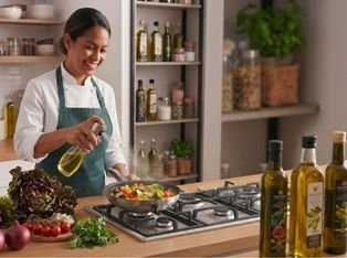 Cocina en Minutos con Juliana Giraldo usando el dispensador de aceite Levia Modo